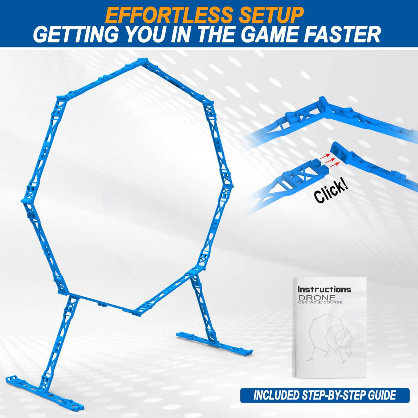 Beria Drone Obstacle Course, Includes 3 Pack Easy to Build Obstacle Hoop, FPV Racing Drone Loop Gate, Suitable Competition RC FPV Racing of Drones or Model Aircraft Games for Age 6-12 Kids or Adults