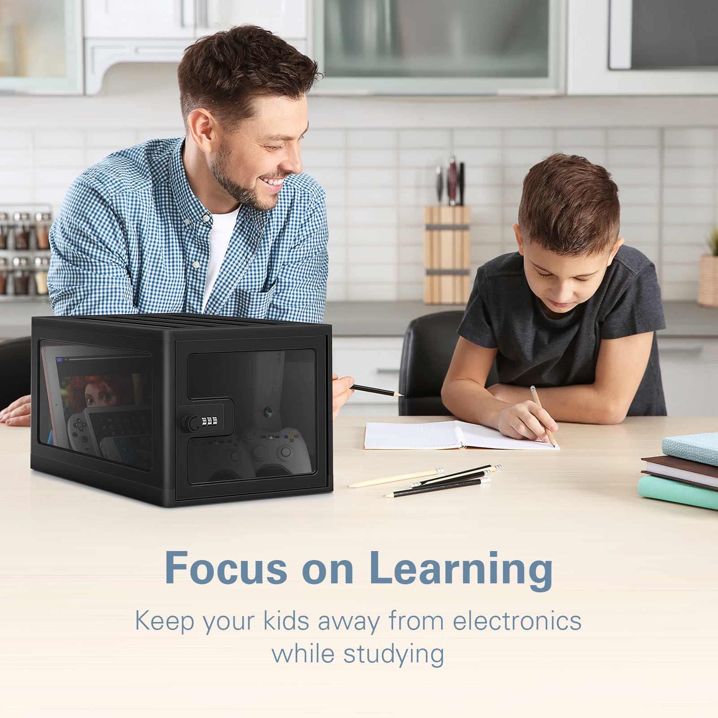 Lock Box for Safe Medicine Storage, Lockable Storage Box Medicine Lock Box, Locking Boxes for Personal Items, Safe Box with Lock for Refrigerator, Combination Box with Code, Black