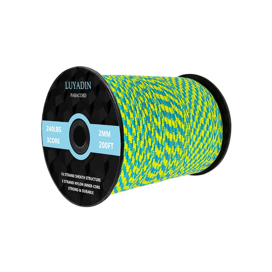 LUYADIN Paracord 240lb - Diameter 2mm Micro Utility Cord -3 Strand Parachute Spool Cord - 100ft 200ft,Paracord for Camping,Hiking,Fishing,Outdoor and DIY