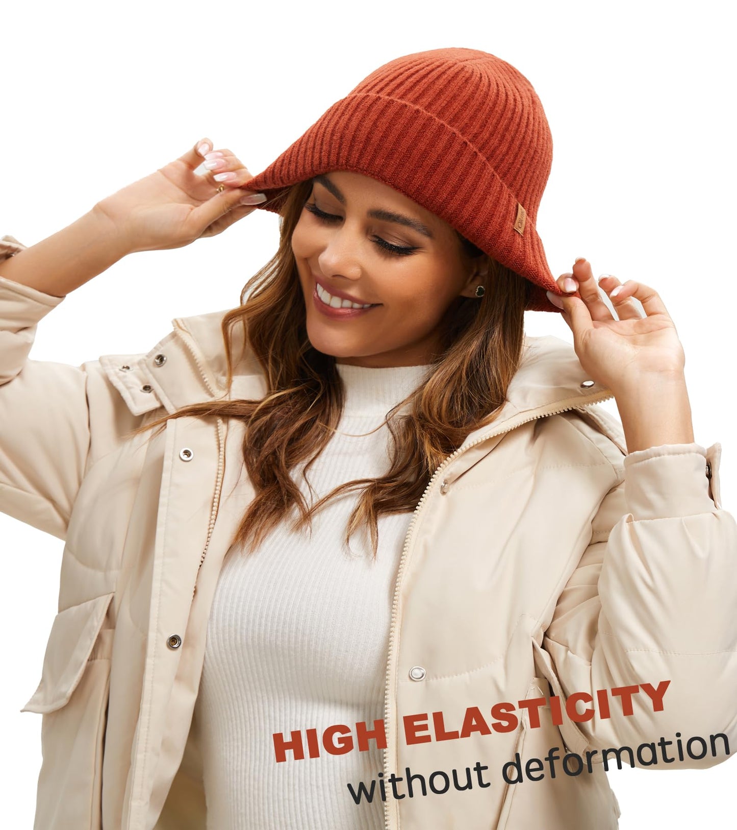 Oliumt Beanie Hat for Men Women Winter Hats for Women Men Soft Warm Unisex Cuffed Beanie Knitted Skull Cap (US, Alpha, One Size, Black/Brown)