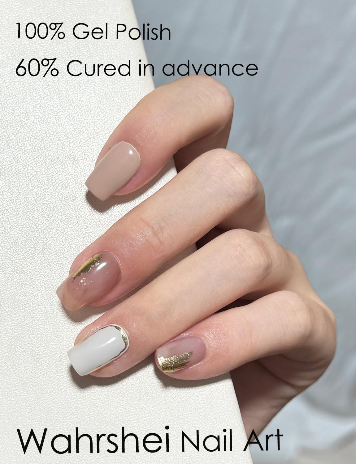 Semi Cured Gel Nail Strips, 20pcs Gel Nail Stickers UV, Semi Cured Gel Nail Wraps for Home Nails DIY -Plum Marble