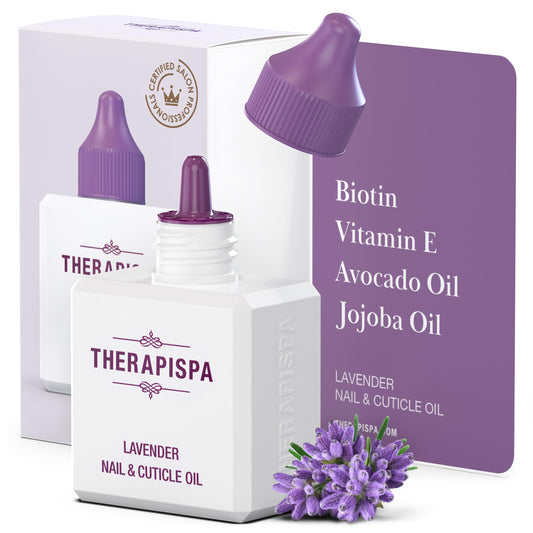 THERAPISPA Salon Professional Nail & Cuticle Oil – Advanced Repair & Strength for Dry, Brittle Nails | Enriched with Jojoba & Avocado Oils, Vitamin E and Biotin (B7) (Lavender, 2.0 fl oz)