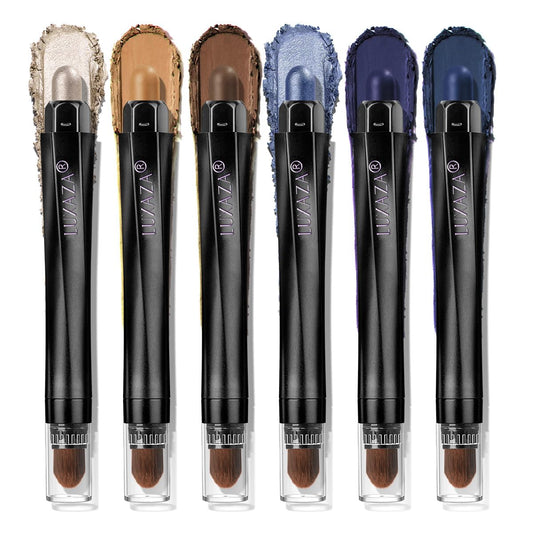 LUXAZA PRO Neutral Eyeshadow Stick Makeup Set, Metallic Shimmer Matte Cream Eye Shadow Eyeliner Brightener Pencil Crayon - Classic 6PCS A010