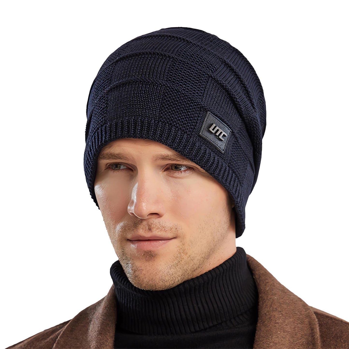 Tillonetiy Men's Beanie Hat Winter Hat - Casual Knit Skull Hat Warm Thick Fleece Socks Hat Women's Beanie Hat (Black)