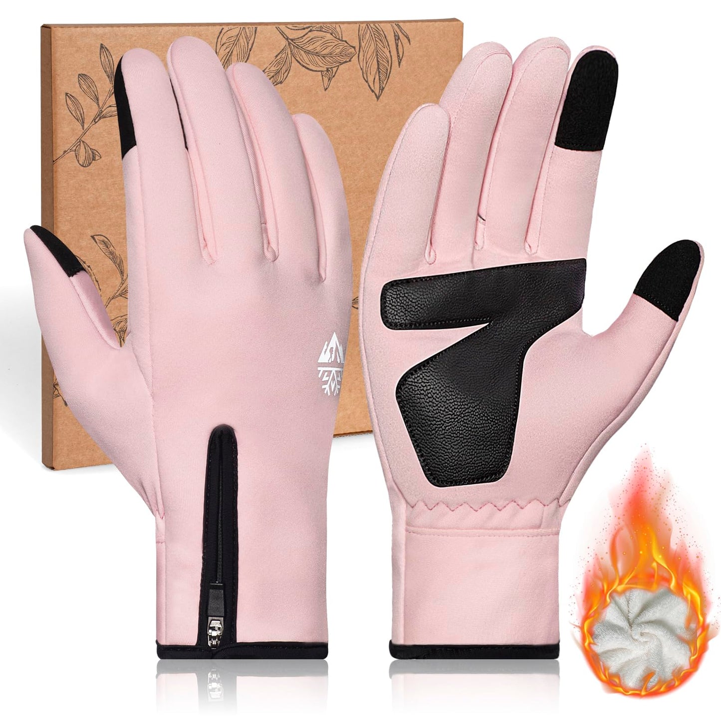 RIGWARL Waterproof Winter Gloves for Men Women Cold Weather, Touchscreen Running Gloves with Adjustable Zipper Wrist for Hiking Cycling Fishing Outdoor Work