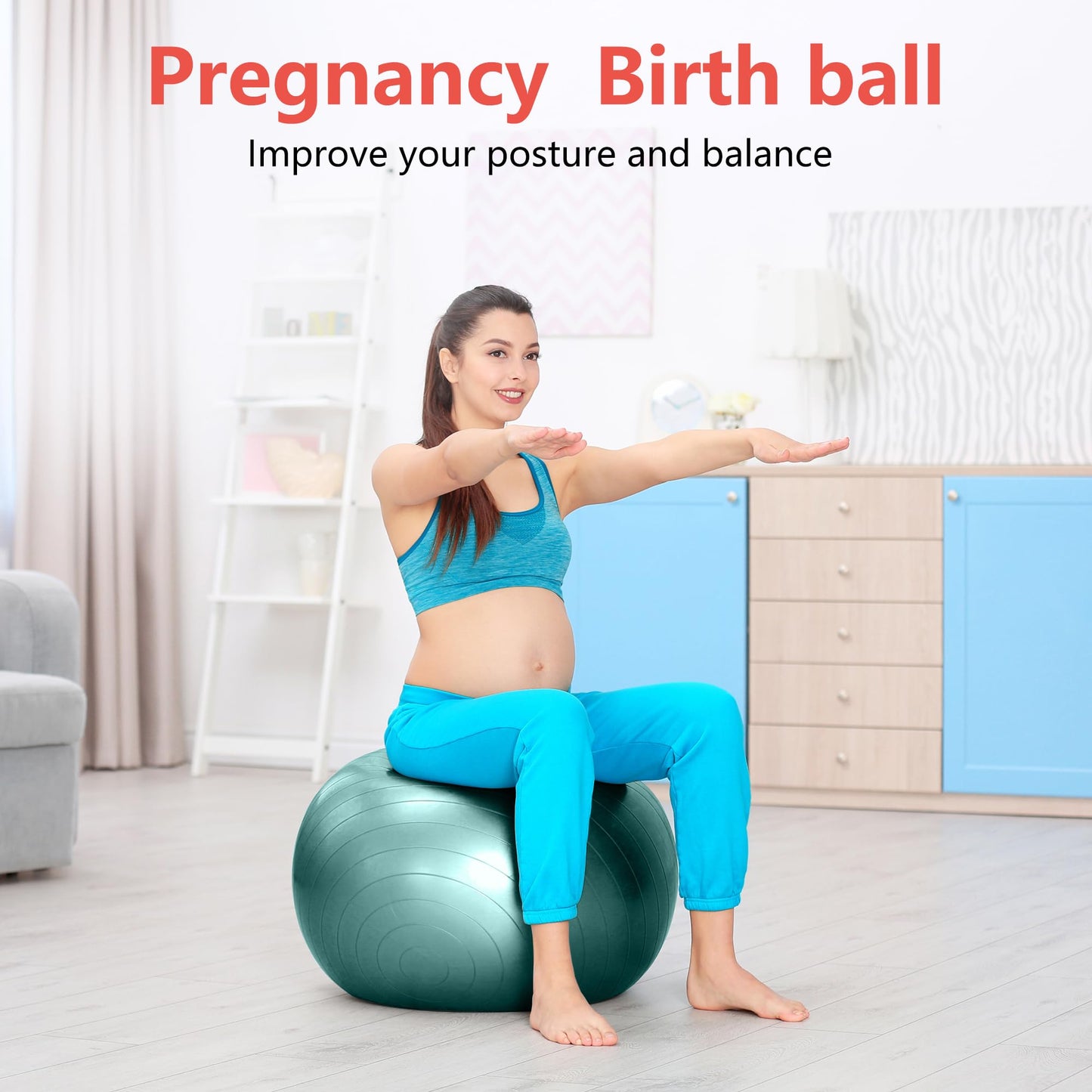 Primasole Exercise Ball for Balance Stability Fitness Workout Yoga Pilates at Home Office & Gym 25.6 inch Jango Green