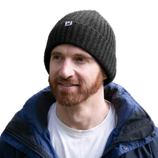 Dark Grey XL/XXL Winter Beanie 100% Merino Wool Fleece Lined Knit Cap Warm Hat for Big Head Mens Womens Cold Weather