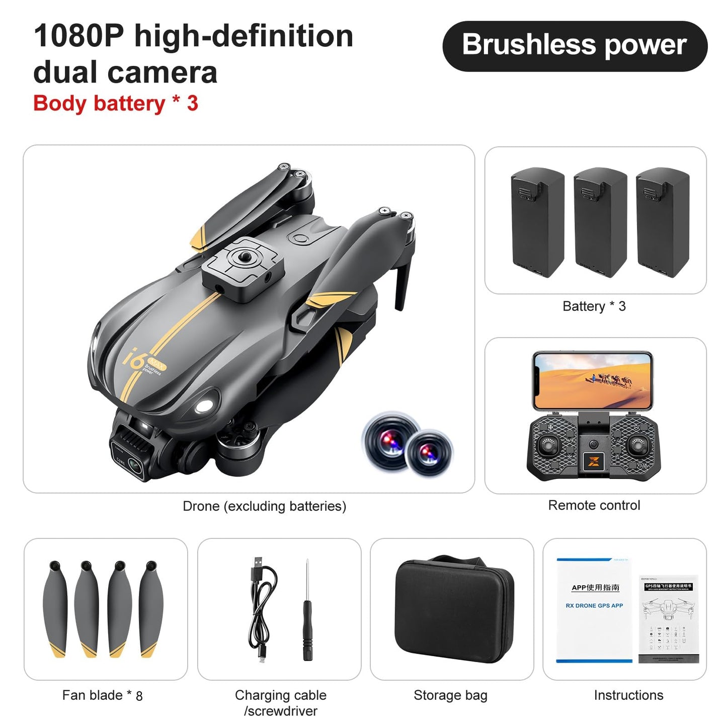 Drone with Camera 1080P HD, FPV Camera Drone for 14+ Kids Adults, 150° Adjustable Lens Foldable RC Quadcopter Drones, Brushless Motors, Night Vision, Shock Absorbing, Obstacle Avoidance, 3 Batteries