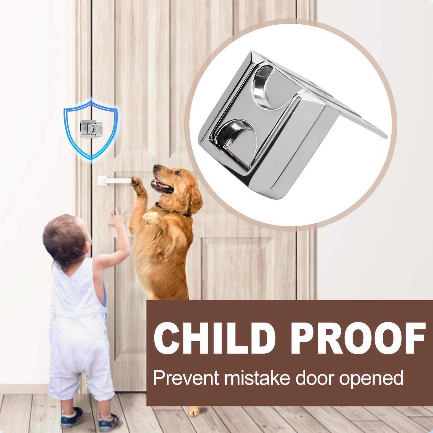 CZU Home Door Lock Security, Upgraded Safety Childproof Door Reinforcement Lock Latch (2-Pack), Extra Defend Door Lock for Inward Swinging Door