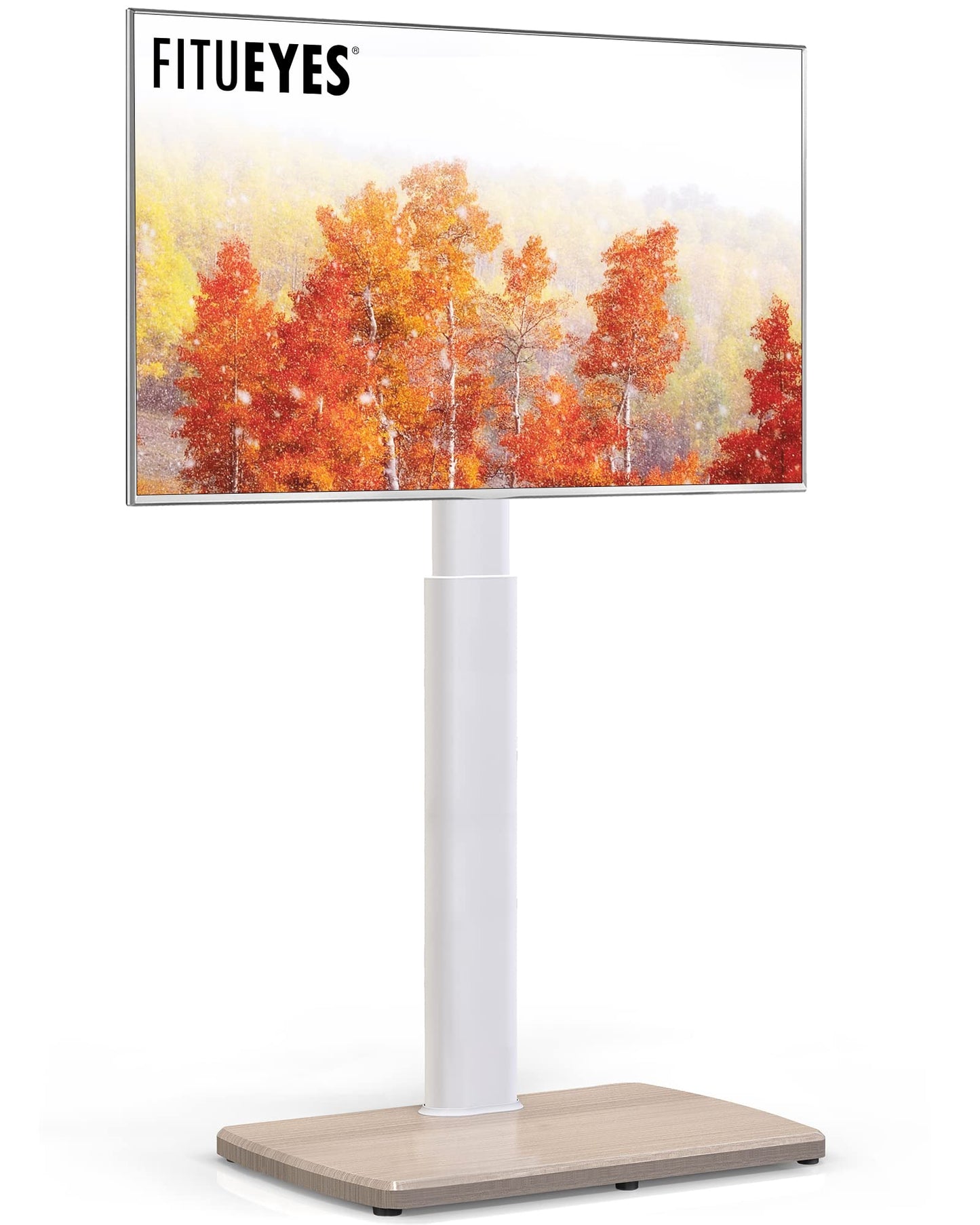 FITUEYES Swivel Floor TV Stand for 32 to 70 Inch TVs Tall Universal TV Stand Mount with Sturdy Wood Base, Space Saving for Corner Bedroom White