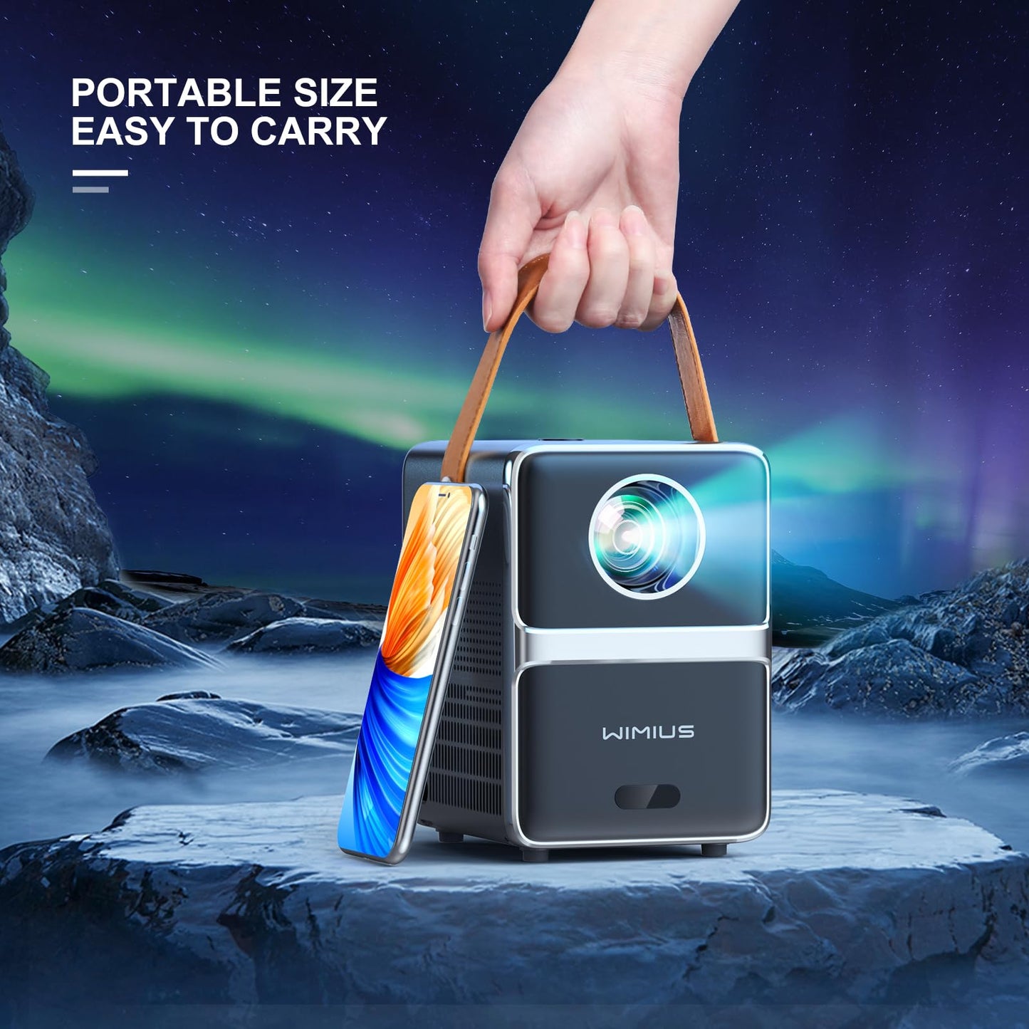 [Electric Focus] Mini Projector with 5GWiFi and Bluetooth, WIMIUS 1080P Outdoor Projector, Portable Movie Projector, 300" Screen, Compatible with iOS/Android/TV Stick/HDMI/PS5 M