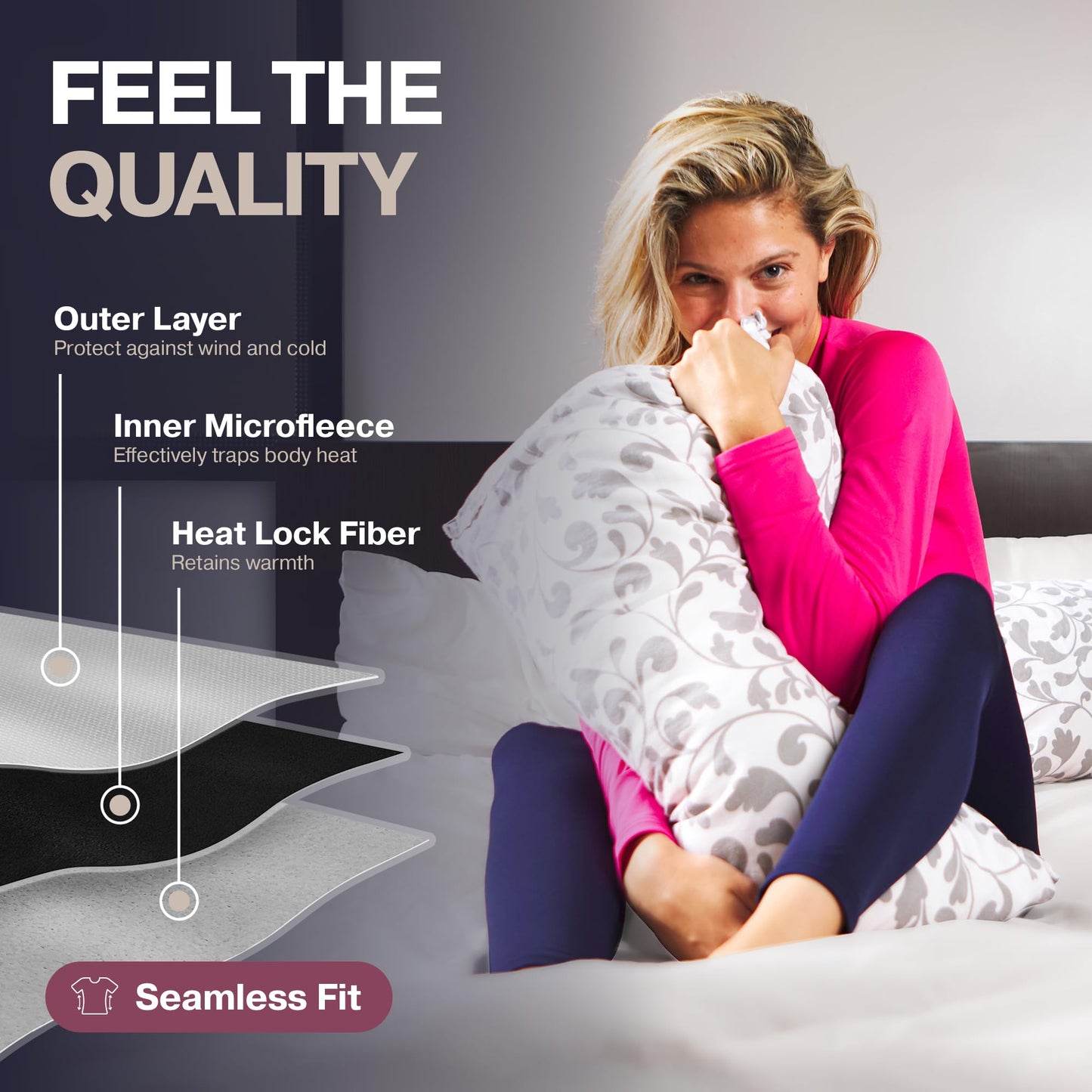 Thermajane Scoop Neck Long Sleeve Thermal Shirts for Women Cold Weather, Womens Thermal Underwear Tops, Base Layer Women Thermal (White, Medium)