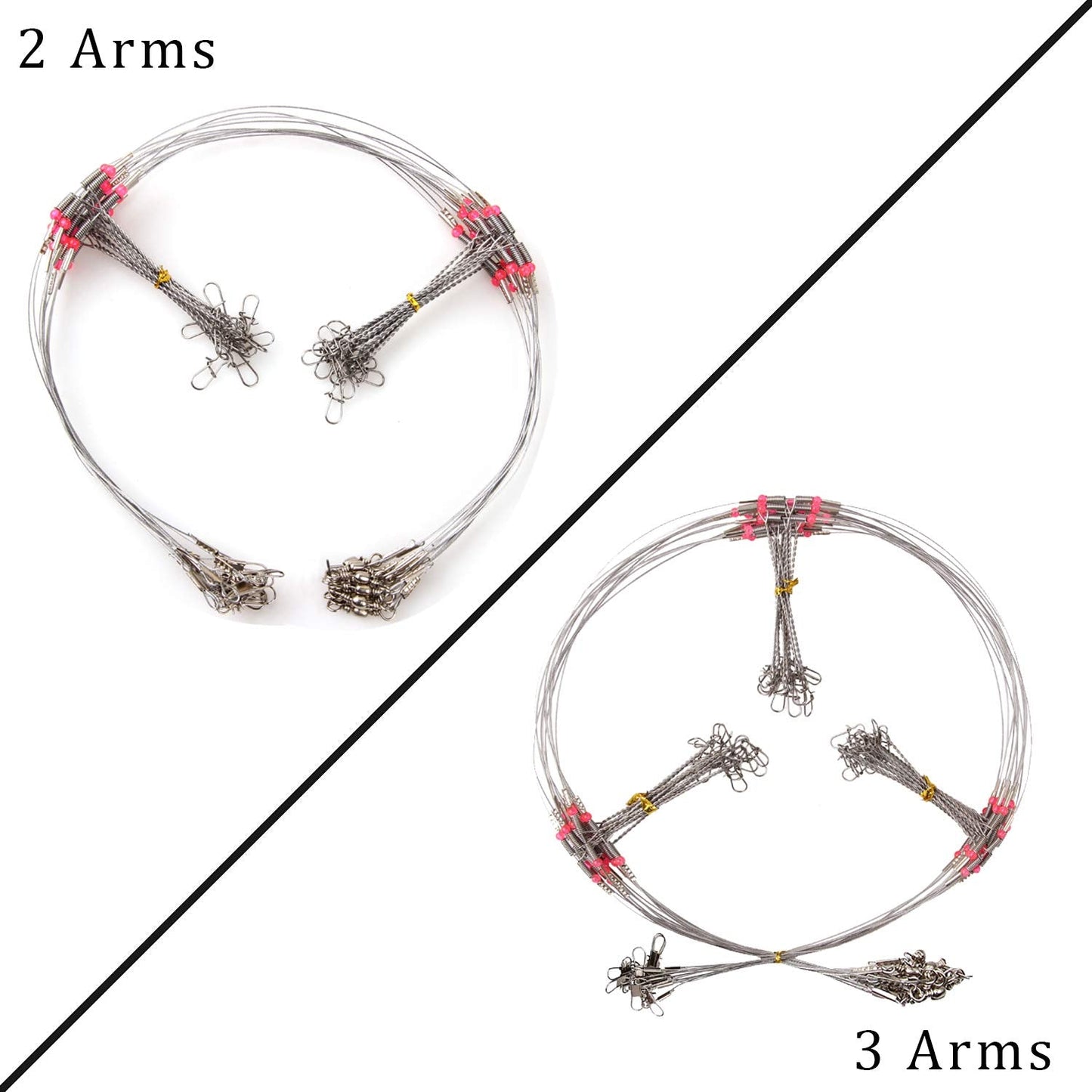 Fishing Leaders Stainless Steel Wire Rigs Saltwater Surf Fishing Rigs Standard Bottom Rigs Old Dominion Style Steel Leaders Saltwater Fishing Rig High Strength with Swivel Snaps Beads