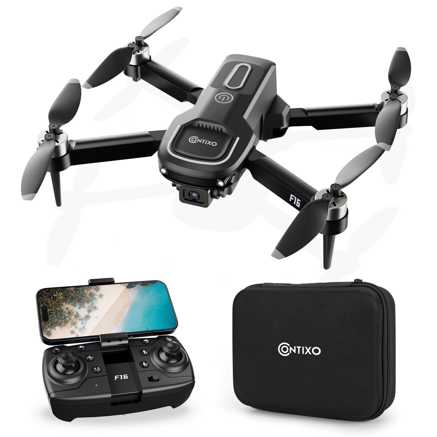 Contixo F16 Camera Drone For Kids, 360° Flip Brushless Motor 2.4G RC Quadcopter Foldable Gesture Control FPV Flying Drones with 17 Mins Intelligent Flight Time For Beginners children Indoor Outdoor