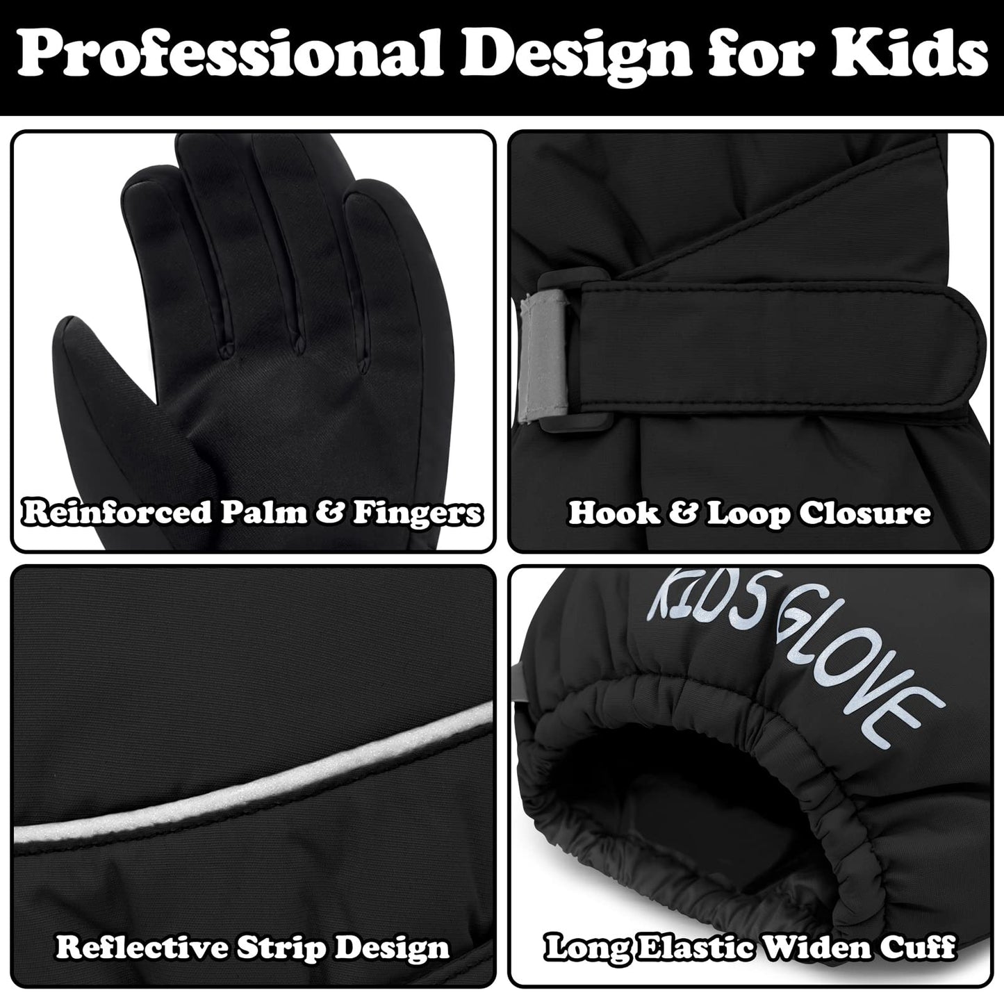 Sarfel Boys Snow Gloves for Boys Winter Gloves Boys Waterproof Gloves Girls Winter Gloves Girls Gloves Boys Gloves 10-12 Years