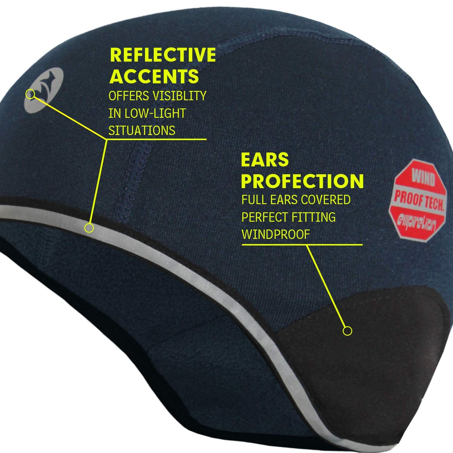 EMPISPORTS Thermal Helmet Liner Skull Cap Ears Windproof Protection Winter Warm Cycling Running Skiing Beanie Winter (Black + DK Grey Mel., 2)