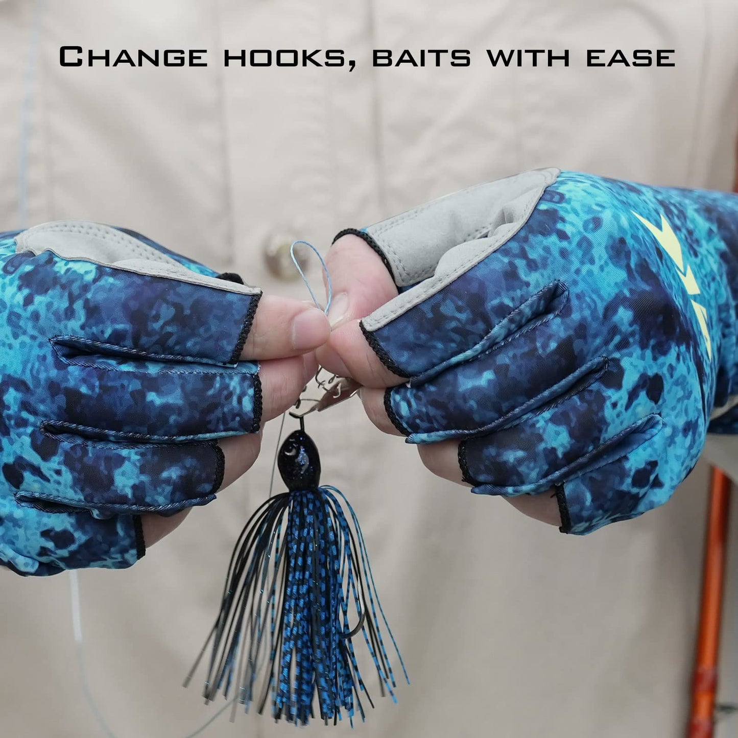 KastKing La Sal Fishing Gloves UPF50+ Sun Gloves UV Protection Fingerless Gloves Men Women for Outdoor, Kayaking, Rowing, Paddling, Canoeing, Hunting