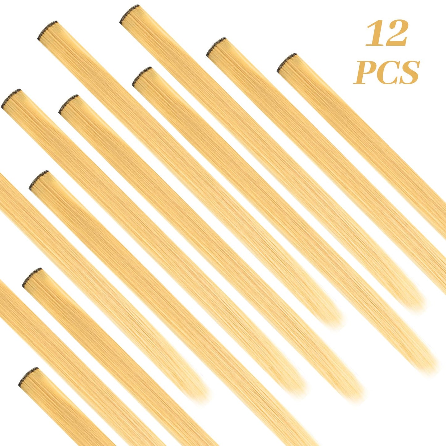 YaFex 12 Pcs Clip in Hair Extensions, 22 Inch Colored Hair Extensions Party Highlights Long Straight Synthetic Hairpieces for Women Kids Girls (Off White)