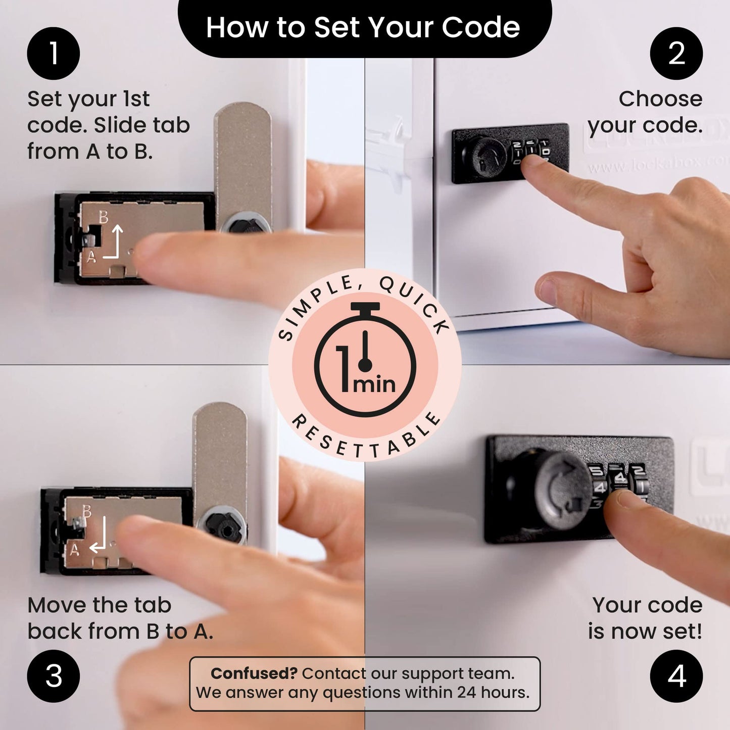 Lockabox One™ | Premium Lock Box | Medium Combination Lock Box For Food, Medicine & Home Safety | External Size 12 x 8 x 6.6 inches (Jet)