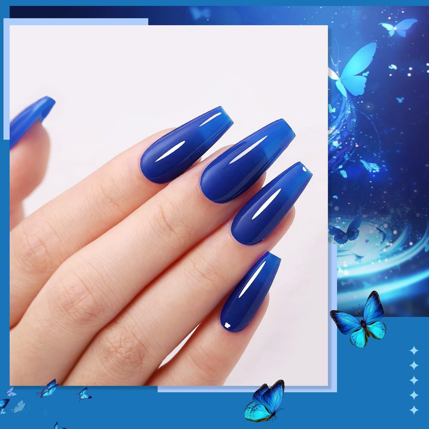 6 Colors Dip Powder Set, Royal Blue Glitter Dipping Powder Color Set, Glossy Nail Art Manicure DIY Salon Home Gift for Ladies,YYSDDPS-03-6pcs