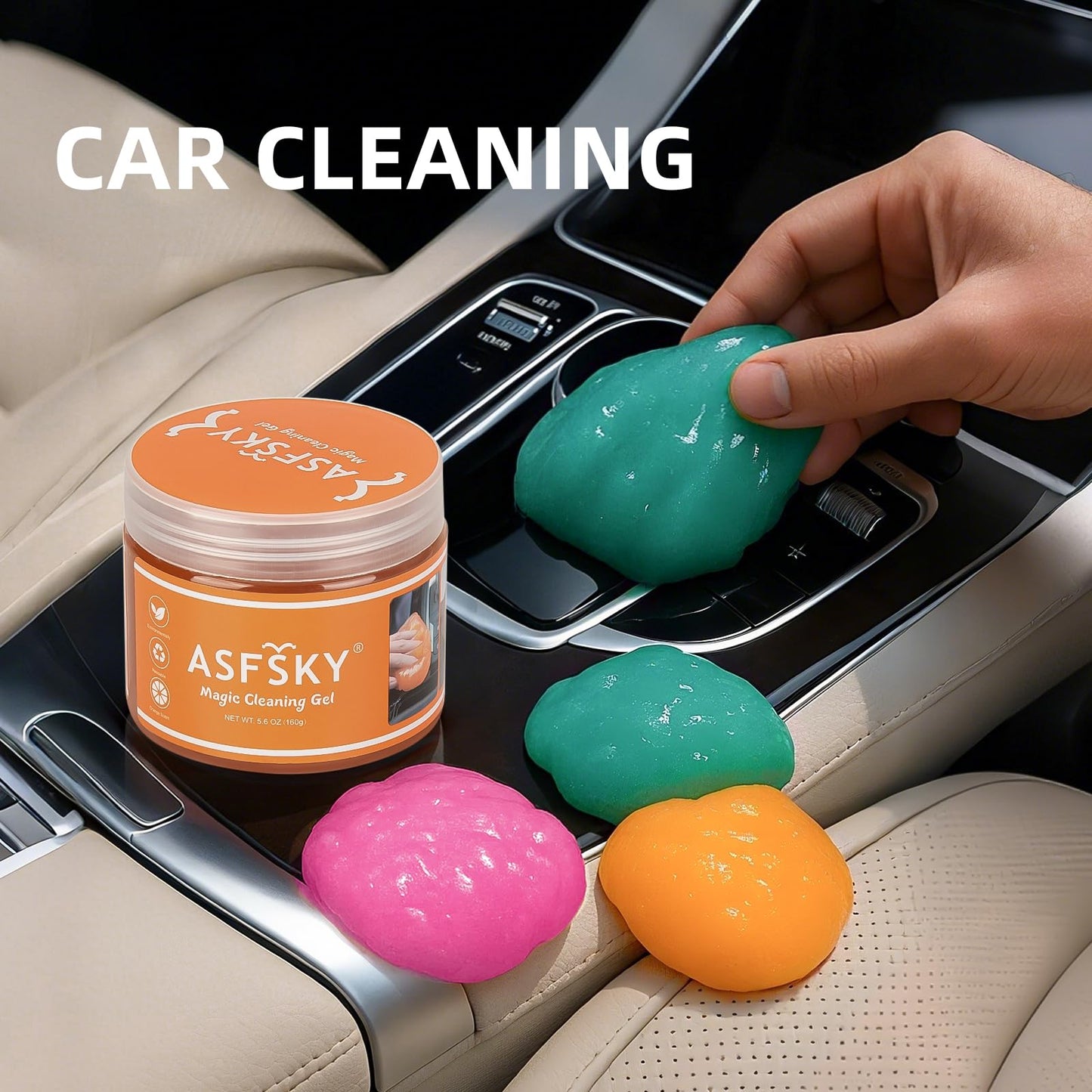 ASFSKY Car Cleaning Gel, Car Cleaning Putty for Car Detailing Car Slime for Cleaning Dust from Car's Air Vents, Dashboard, Cup Holder with Car Cleaner Gel Dust Cleaning Gel