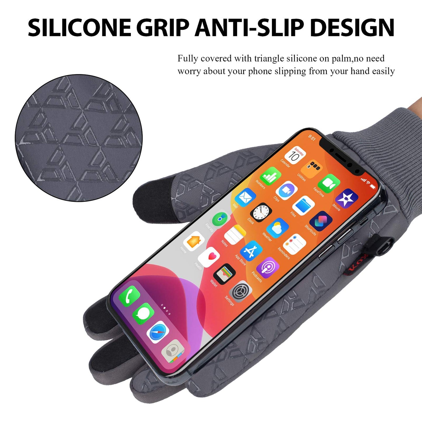 Koxly Winter Gloves Men Women Touch Screen Glove Warm Gloves Anti-Slip Windproof Waterproof Texting Gloves for Running Cycling