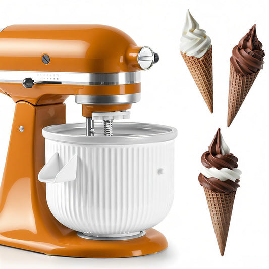 Ice Cream Maker Attachment for KitchenAid 4.5/5QT & 6QT Mixers, Frozen Ice Cream & Sorbet Gelato Maker for KitchenAid, 2 Quart, White(Machine/Mixer Not Included)