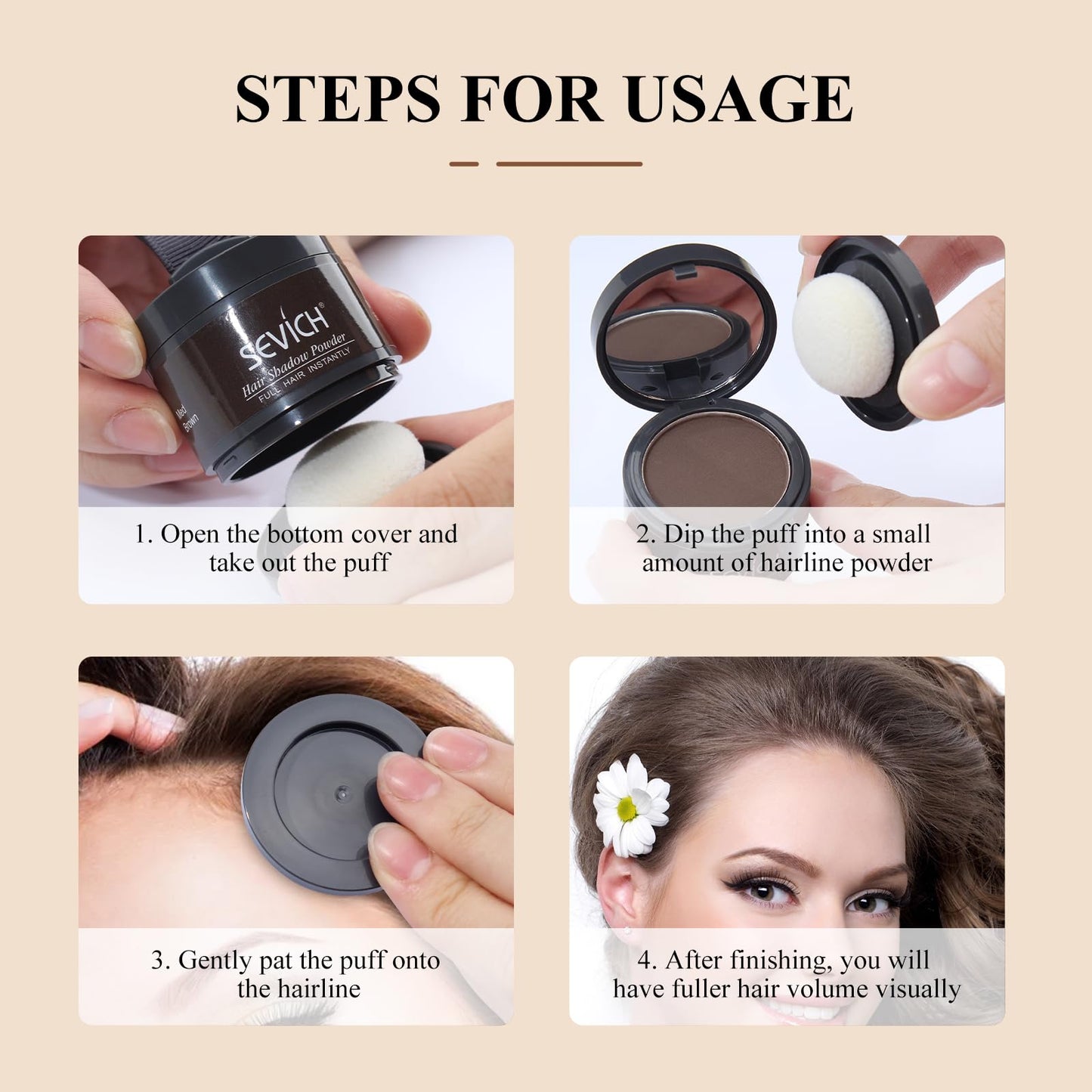 Sevich Hairline Powder: Instantly Conceals Hair Loss and Gray Roots, Grey Windproof & Sweatproof Hair Toppers for Women & Men