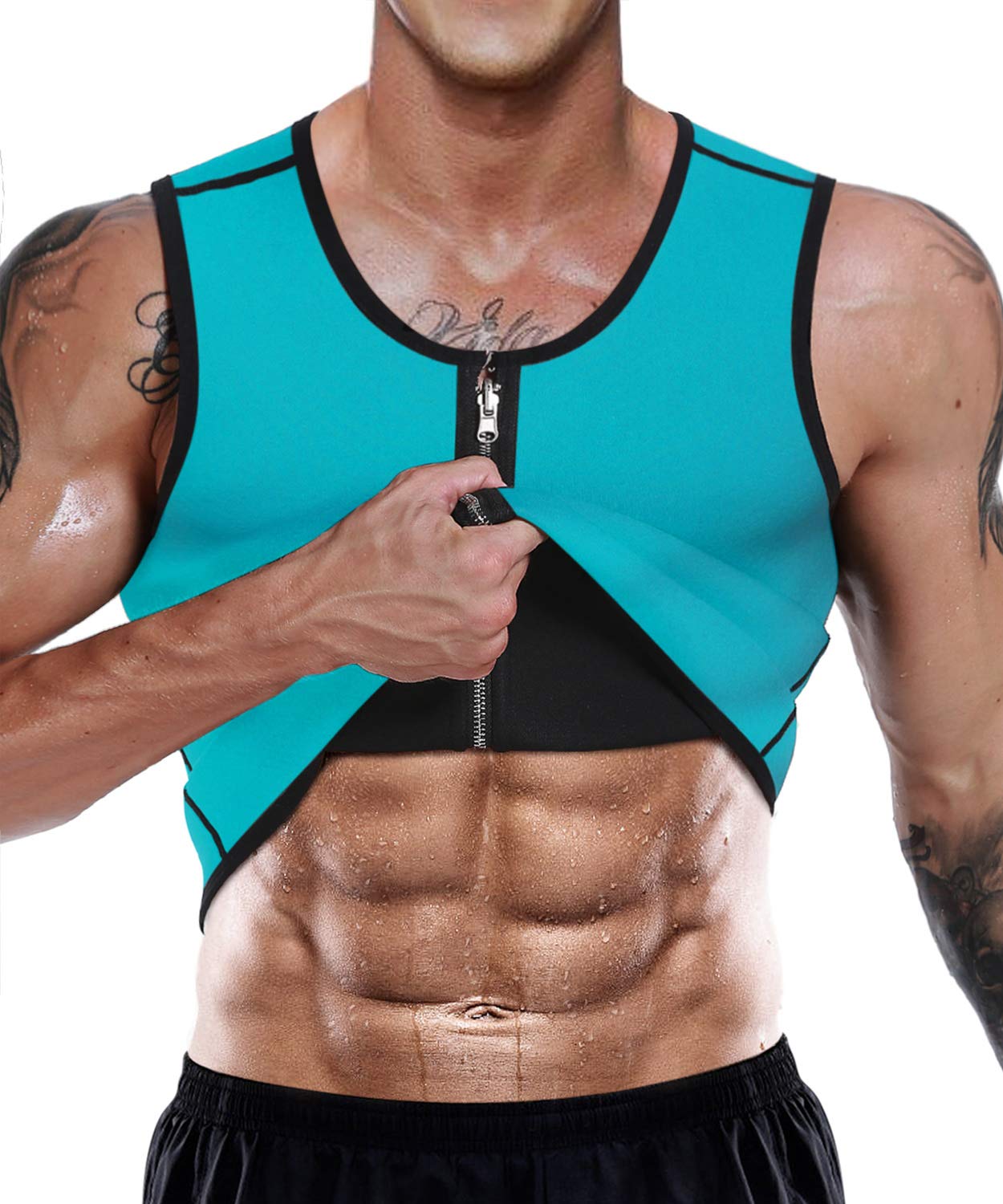 NonEcho Men Sauna Vest Hot Sweat Waist Trainer Corset Neoprene Tank Top Shapewear Slimming Shirt Workout Suit