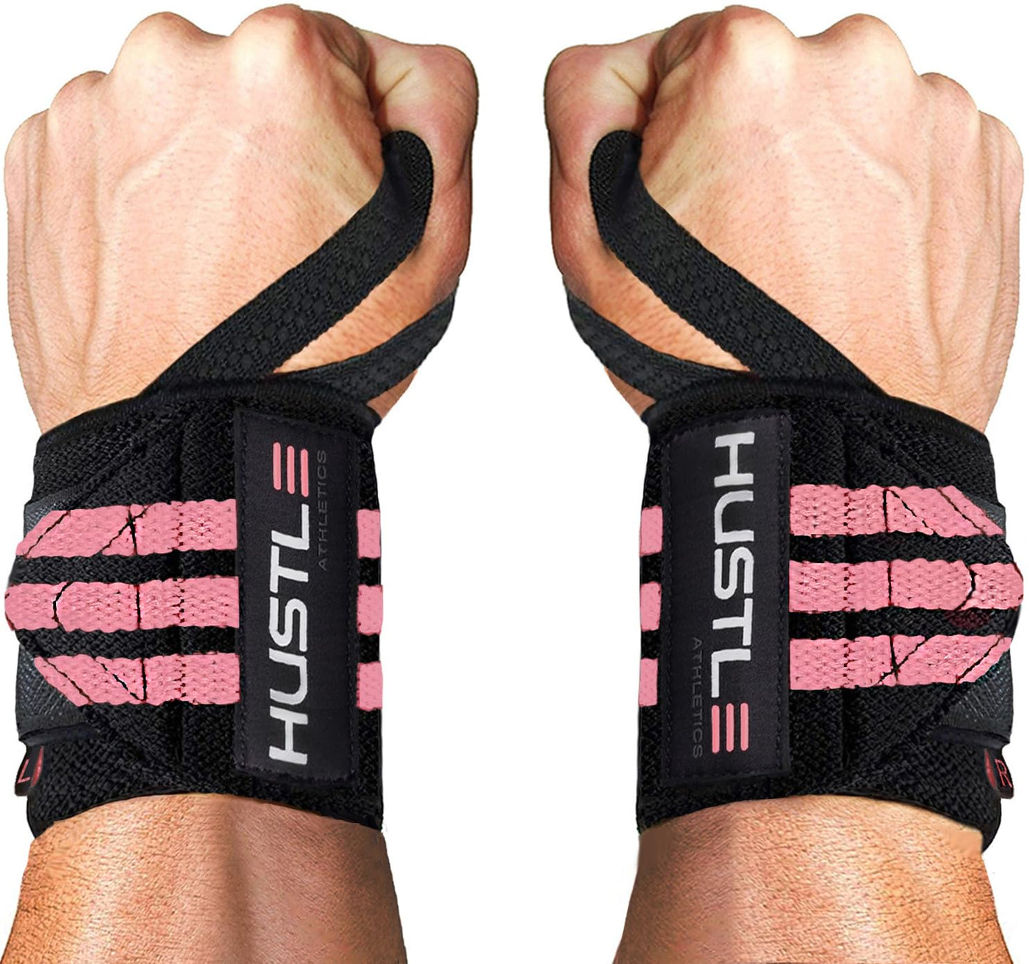 Hustle Athletics Wrist Wraps - Best Weightlifting Support (Professional Competition Grade Wrap) - Brace Your Wrists to Push Heavy, Avoid Injury & Improve Your Workout - for Men & Women