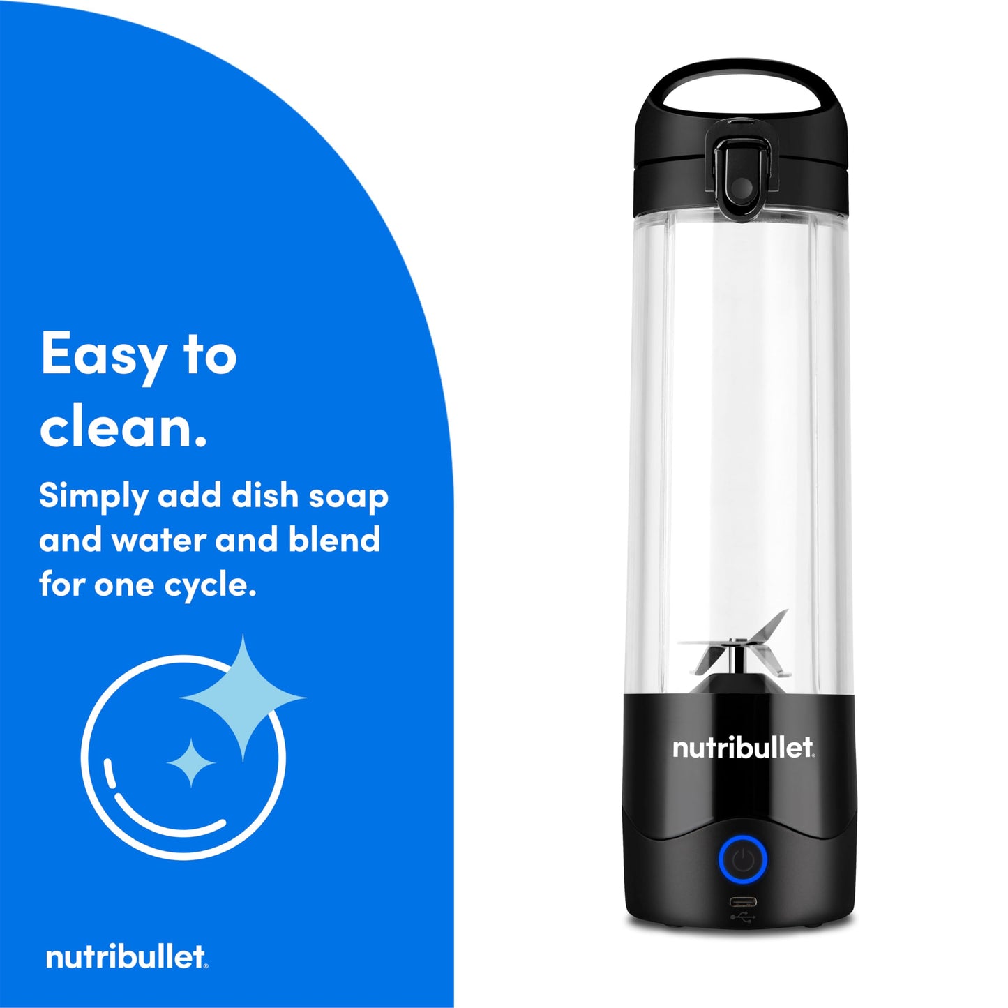 nutribullet Portable Blender, Cordless, 20oz Vessel, Personal Blender, USB-C Rechargeable, Black, NBPB50100K