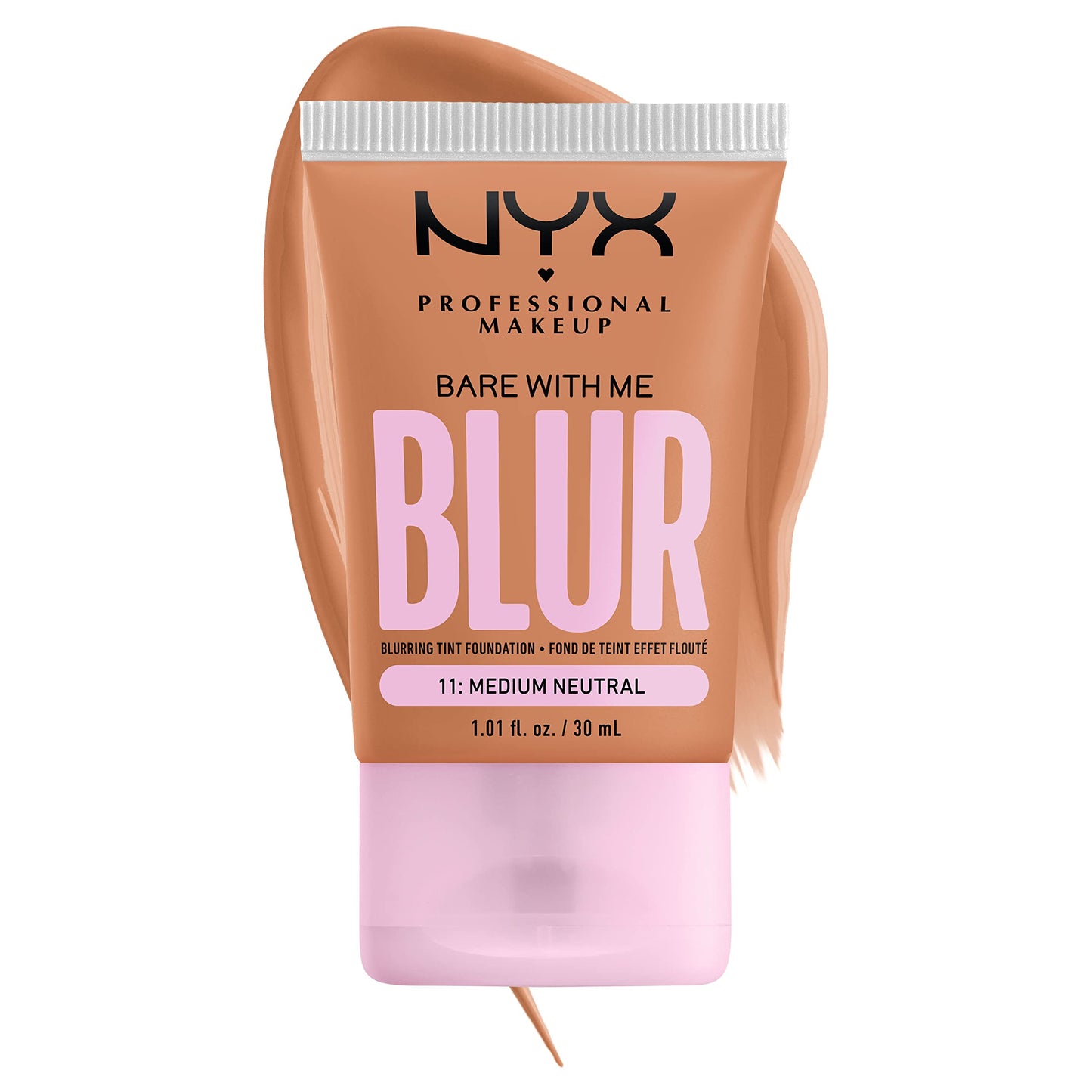 NYX PROFESSIONAL MAKEUP Bare With Me Blur Skin Tint Foundation Make Up with Matcha, Glycerin & Niacinamide - Medium Neutral