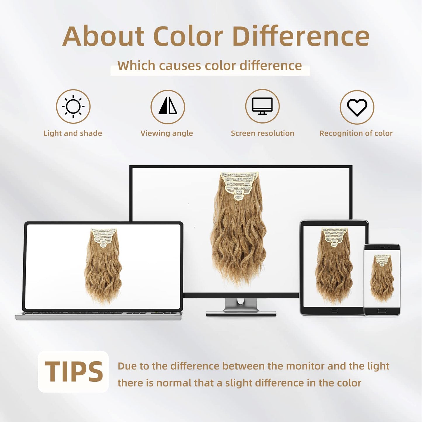 Fliace Clip in Hair Extensions, 6 PCS Natural & Soft Hair & Blends Well Hair Extensions, Lonng Wavy Hairpieces(20inch, 6pcs,Biscuit Brown)