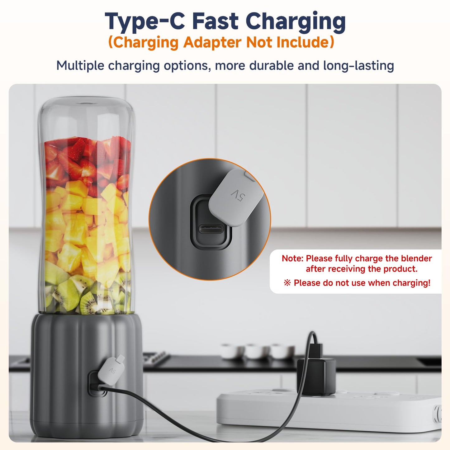 COKUNST Portable Blender, 17Oz Personal Blender for Shakes and Smoothies, USB Rechargeable Mini Mixer with 6 Blades, Smoothie Blenders Juicer with Extra Handle Lid for Travel Kitchen Outgoing