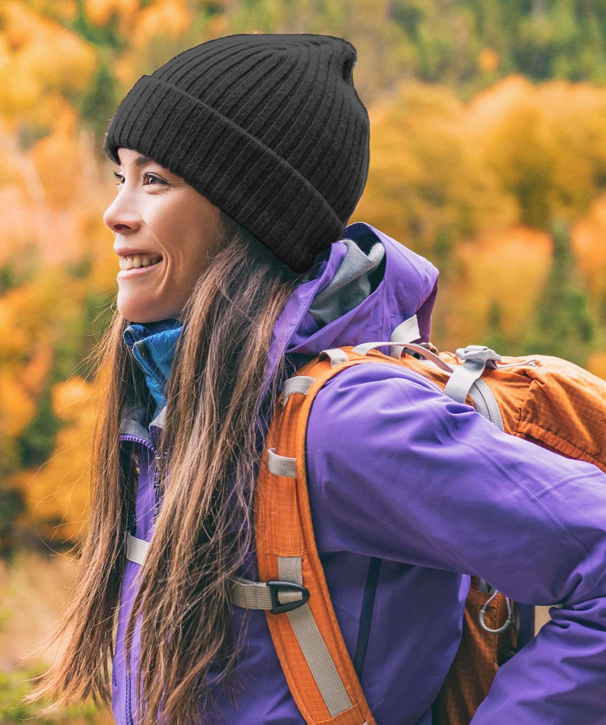 KBW-507 BLK Ribbed Knit Tie Dye Cuffed Beanie Thick Winter Ski Hat Skully Winter Warm Mens Womens Unisex