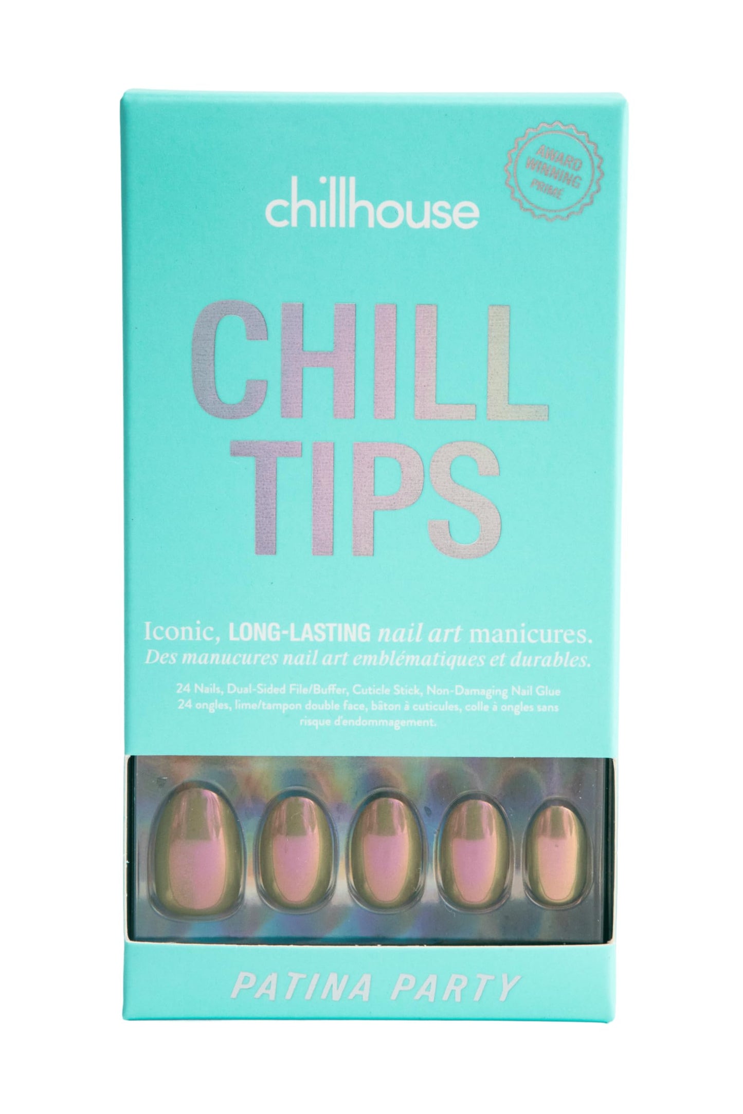 Chillhouse - Chill Tips, Press on Nails Kit - Patina Party (Oval) - 24 Nail Shapes & Sizes - Up to 3 Weeks of Wear - Customizable Fit - Reusable - Latina Founded & Women Owned - Beauty & Self Care