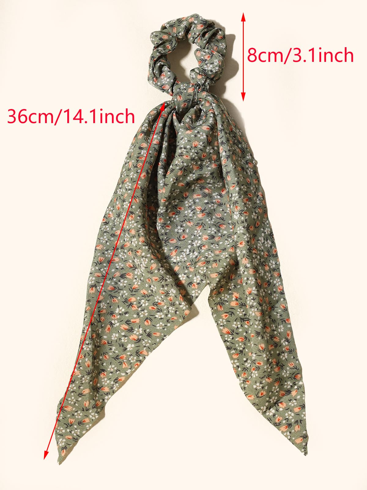 3pcs Women Ribbon Scrunchies Bow Knotted Classic Floral Pattern Hair Ties Vintage Bunny Ear Ponytail Holders Hair Accessories