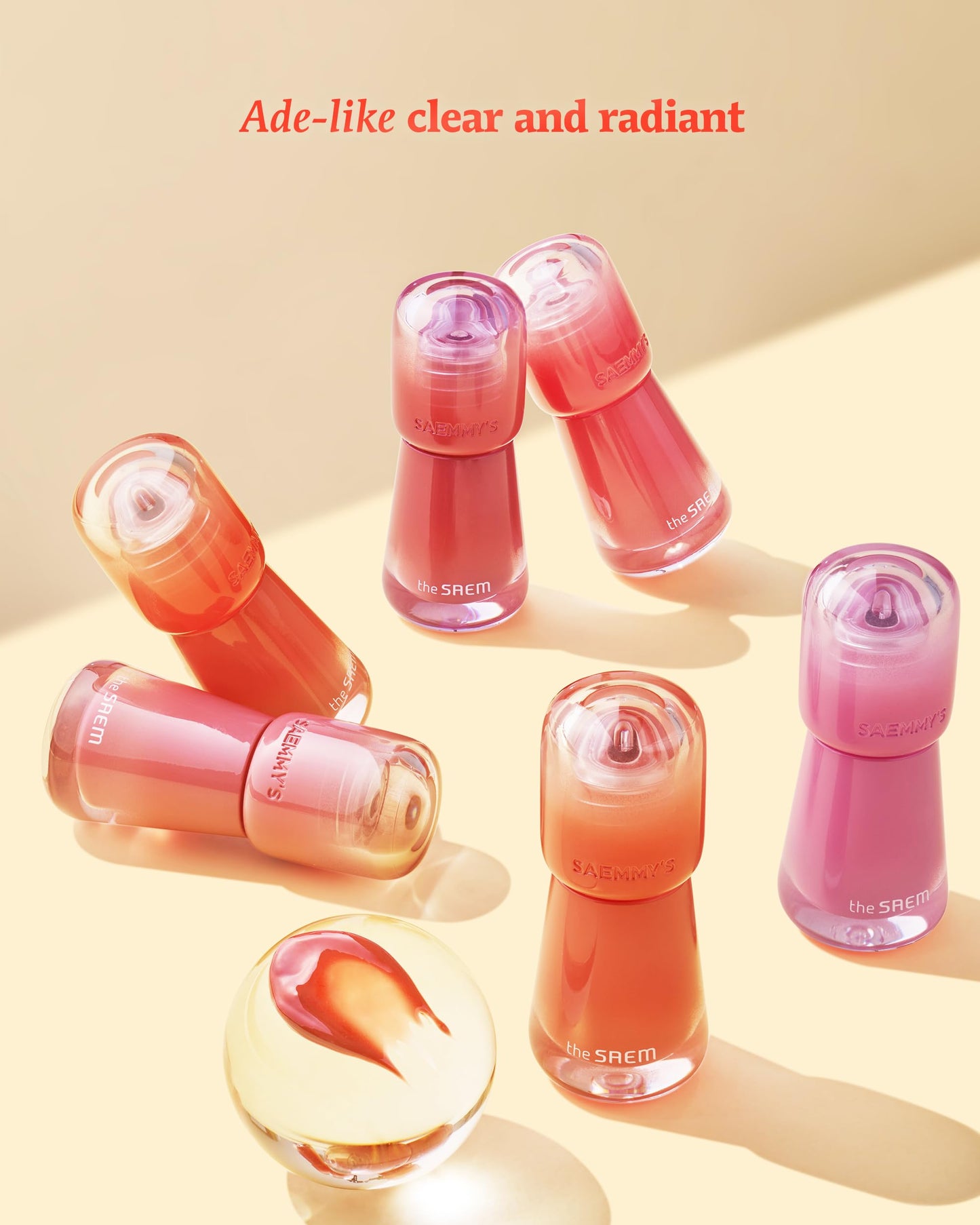THESAEM Saemmy's Ade Shot Tint - Korean Lip Titnt, Water Gel Lip Stain with Plump Glowy Moisturizing Finish, Buildable Radiant Gloss, Long-Lasting Comfort, 0.1 fl.oz. (05 Rose Hibiscus)