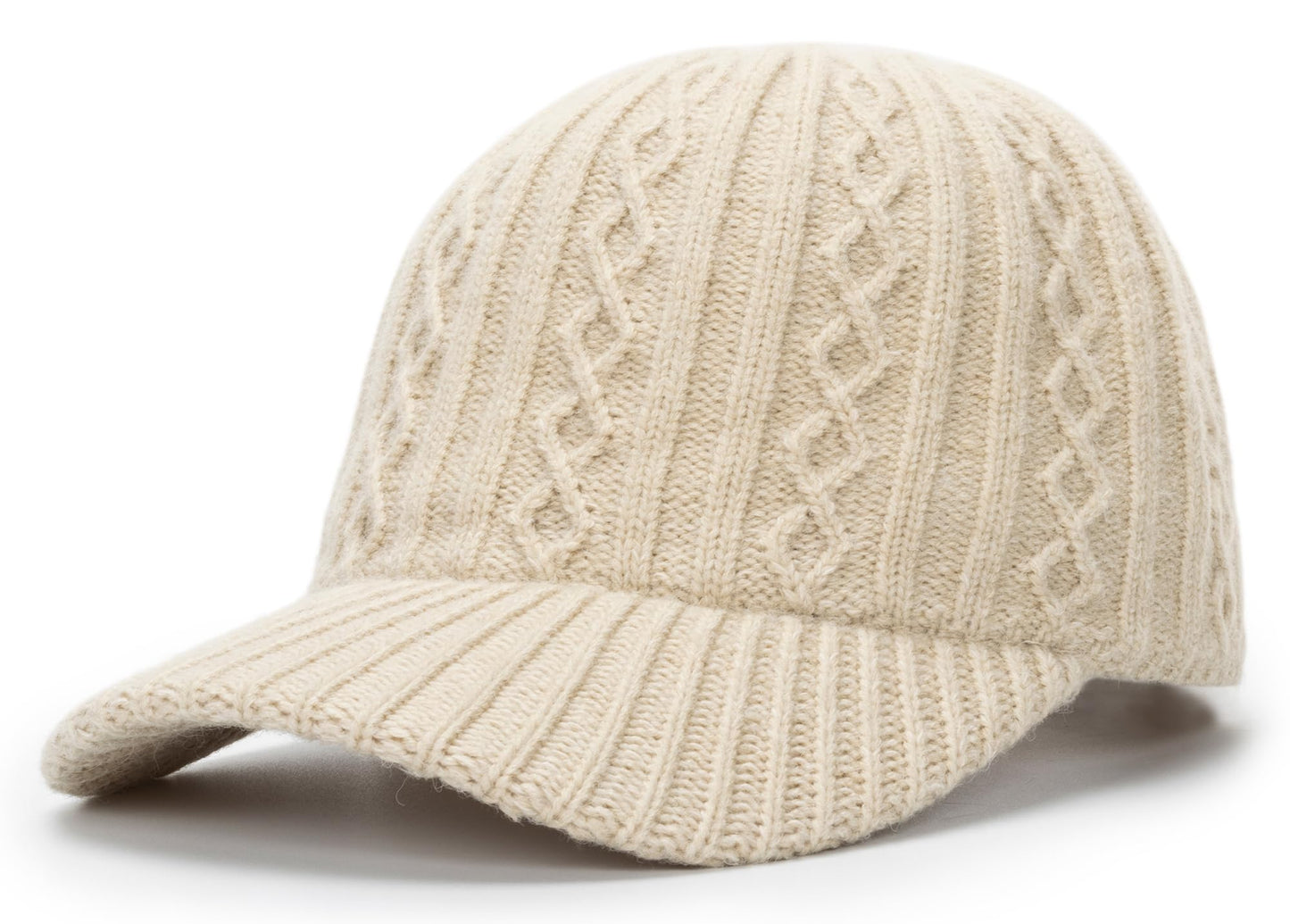 INOGIH Women's Winter Knit Visor Hat Beanie Hat Knitted Baseball Cap Ski Hat for Men Teens Beige