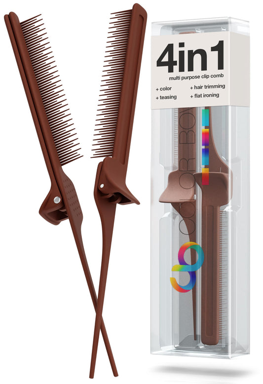 ColorBow Rat Tail Combs, Teasing Comb, Flat Iron Combs for women, Parting Combs for braiding hair, Hairstylist essentials for Highlights - Balayage board hair combs for Styling & Cutting (2 Pack)