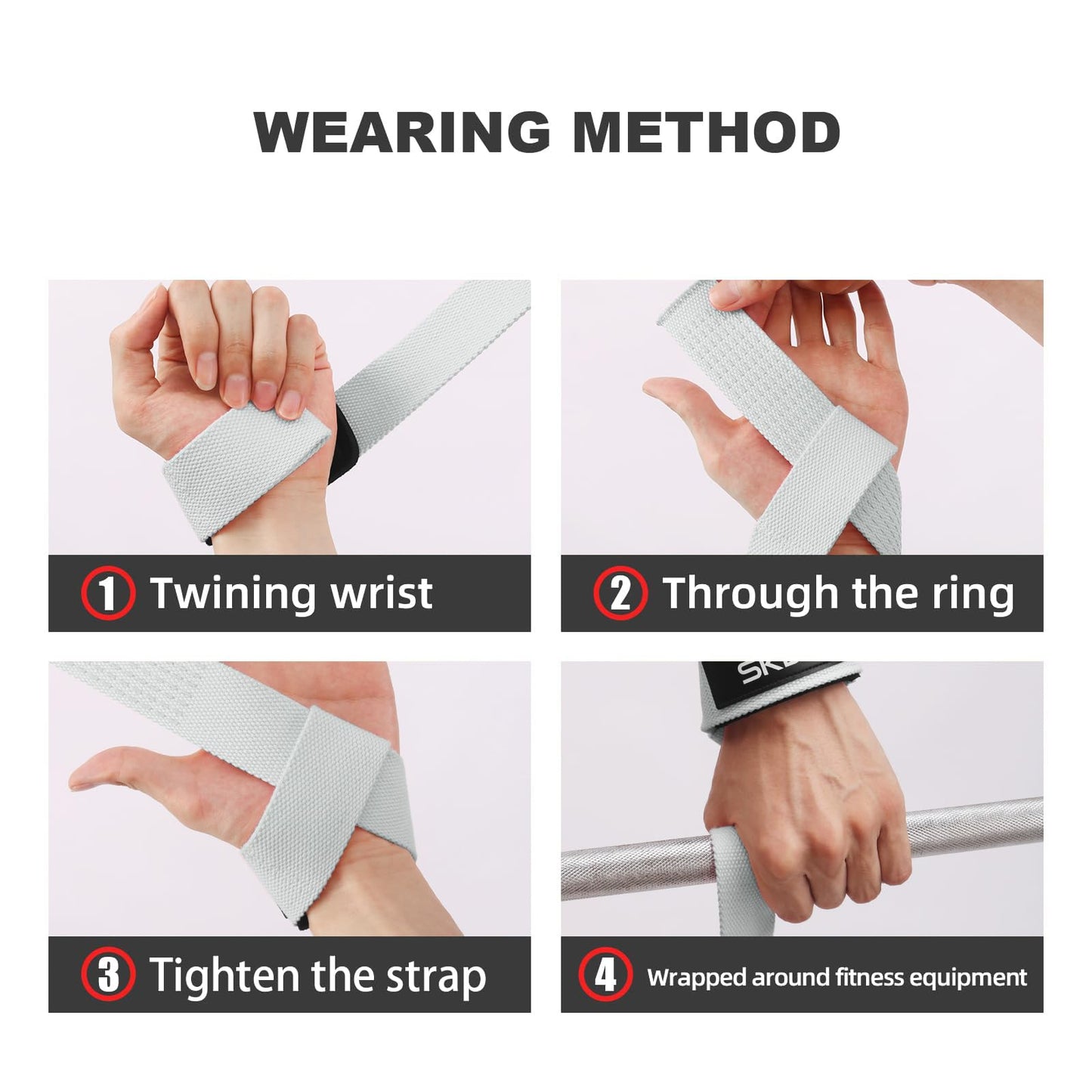 SKDK Cotton Hard Pull Wrist Lifting Straps Grips Band-Deadlift Straps with Neoprene Cushioned Wrist Padded and Anti-Skid Silicone - for Weightlifting, Bodybuilding, Xfit, Strength Training