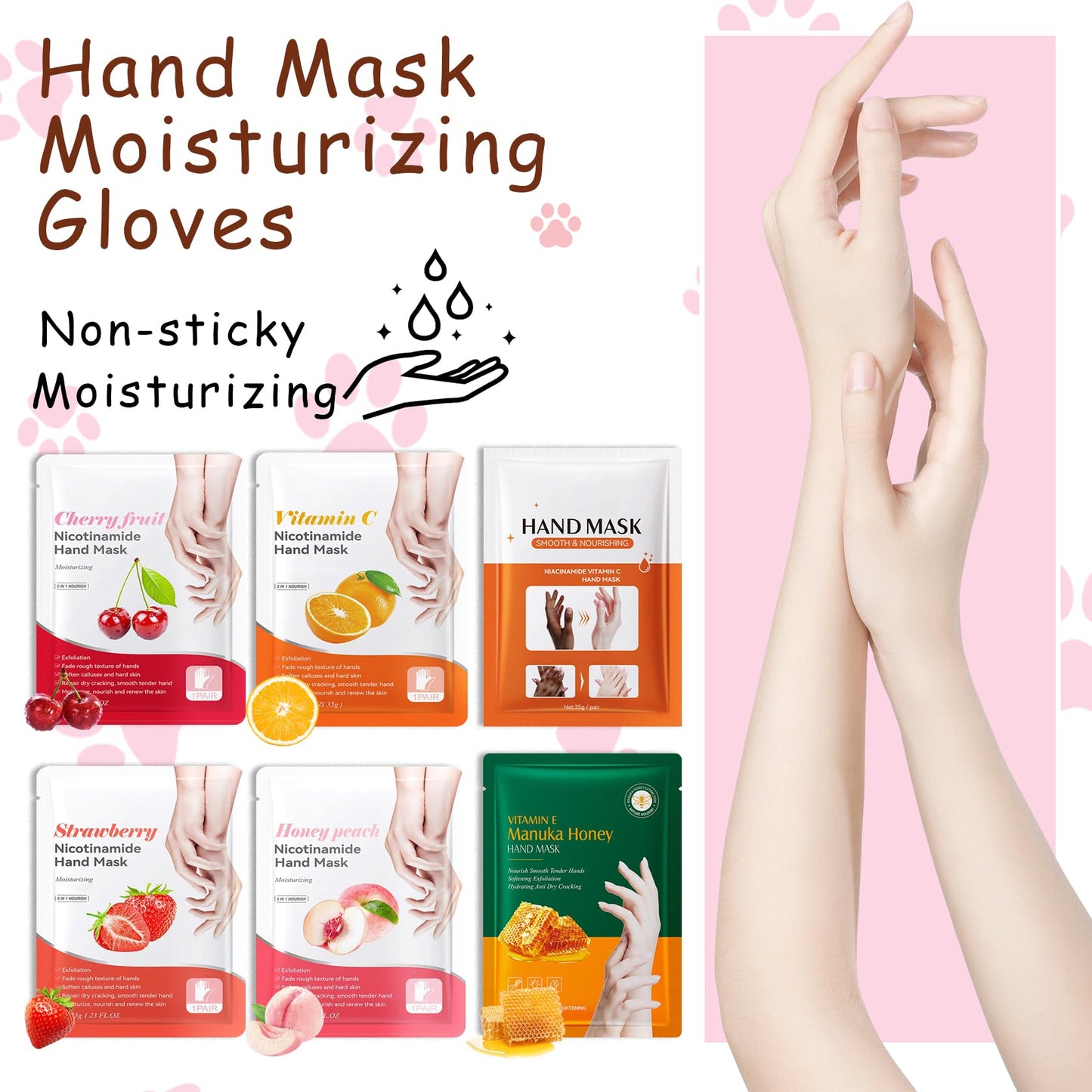DWDiWen Hand Masks, 6 Pairs Hydrating Exfoliating Hand Peeling Mask, Smooth Hand Masks Moisturizing Gloves Overnight for Dry, Rough, Cracked Hands, Hand Skin Moisturizer Glove for Women Men（B