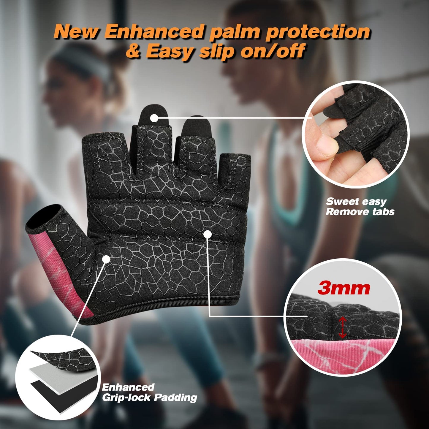 RYMNT Minimal Weight Lifting Gloves,Short Micro Workout Gloves Grip Pads with Full Palm Protection & Extra Grip for Men Women Weightlifting,Gym,Exercise Training.Marble PK-Small