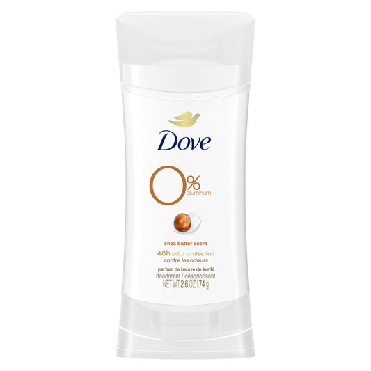 Dove 0% Aluminum Deodorant Stick Non irritating Deodorant for Underarm Care Shea Butter Kindest Aluminum Free Deodorant 2.6 oz