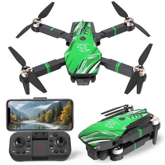TTROARDS TT19 Drone with 4K Camera for Adults, Drones with 270° Obstacle Avoidance Function, Brushless Motor, Level 3 Wind Resistance, Foldable Quadcopter Mini Drone for Beginners, Green