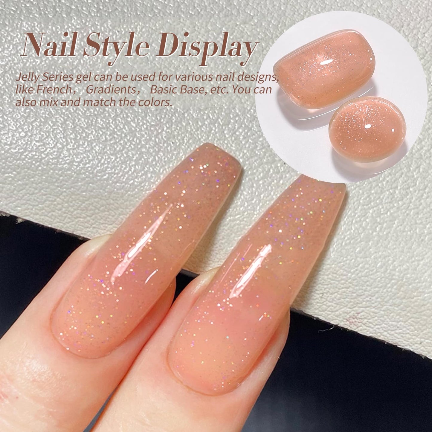 Born Pretty Jelly Gel Nail Polish, Autumn Winter Sheer Gel Nail Polish, Milky Brown Nude Crystal Transparent Gel Polish Gel Manicure DIY Salon Nail Art Gifts Women Girls 7ML 6PCS