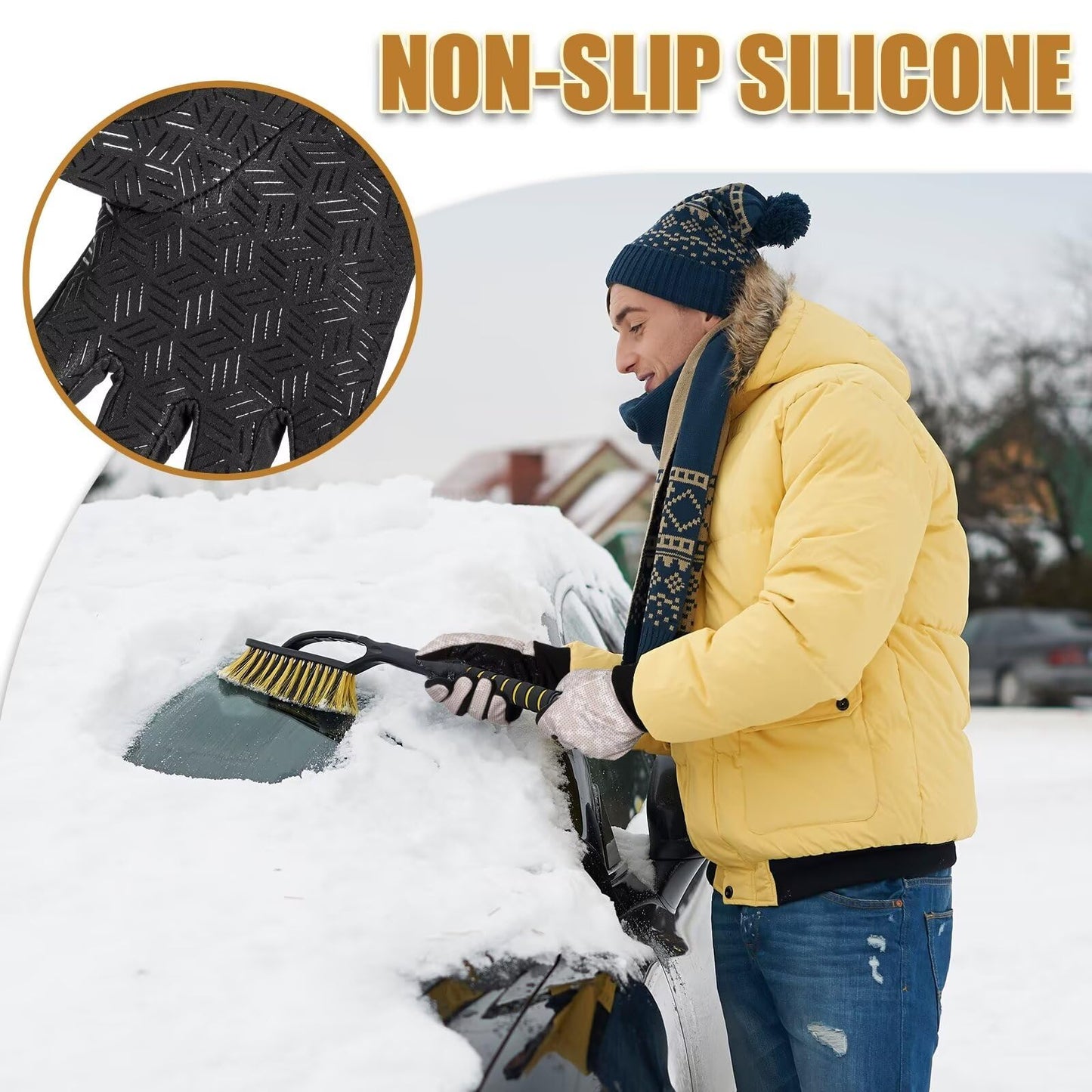 Pixel Panda Outdoor Winter Touchscreen Warm Gloves, Water Resistant Windproof Anti-Slip Sports Gloves for Cycling Driving Running Hiking Climbing Skiing Sports