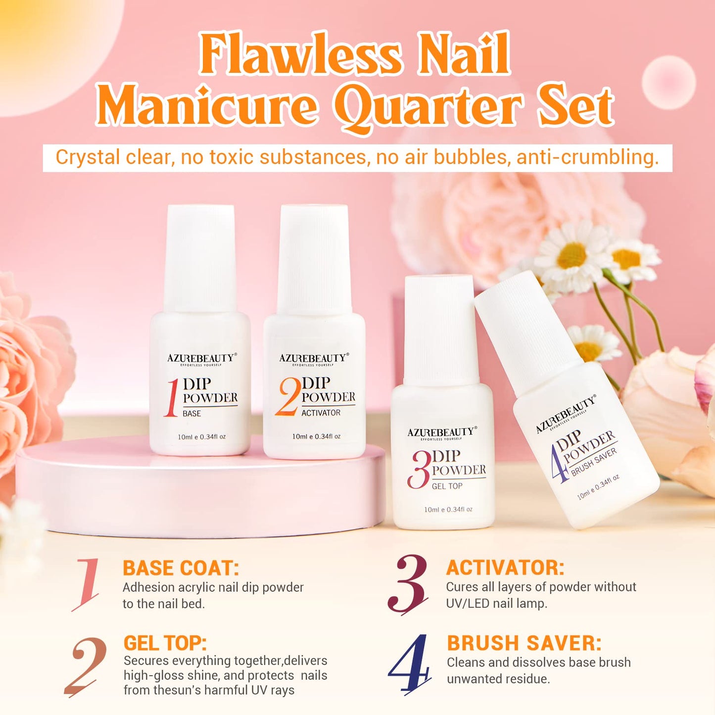 AZUREBEAUTY 31Pcs Dip Powder Nail Kit Starter 20 Colors Pastel Spring Summer Pink Acrylic Dipping Powder Set with Top/Base Coat Activator & Recycling Tray for Macaron French Manicure Salon