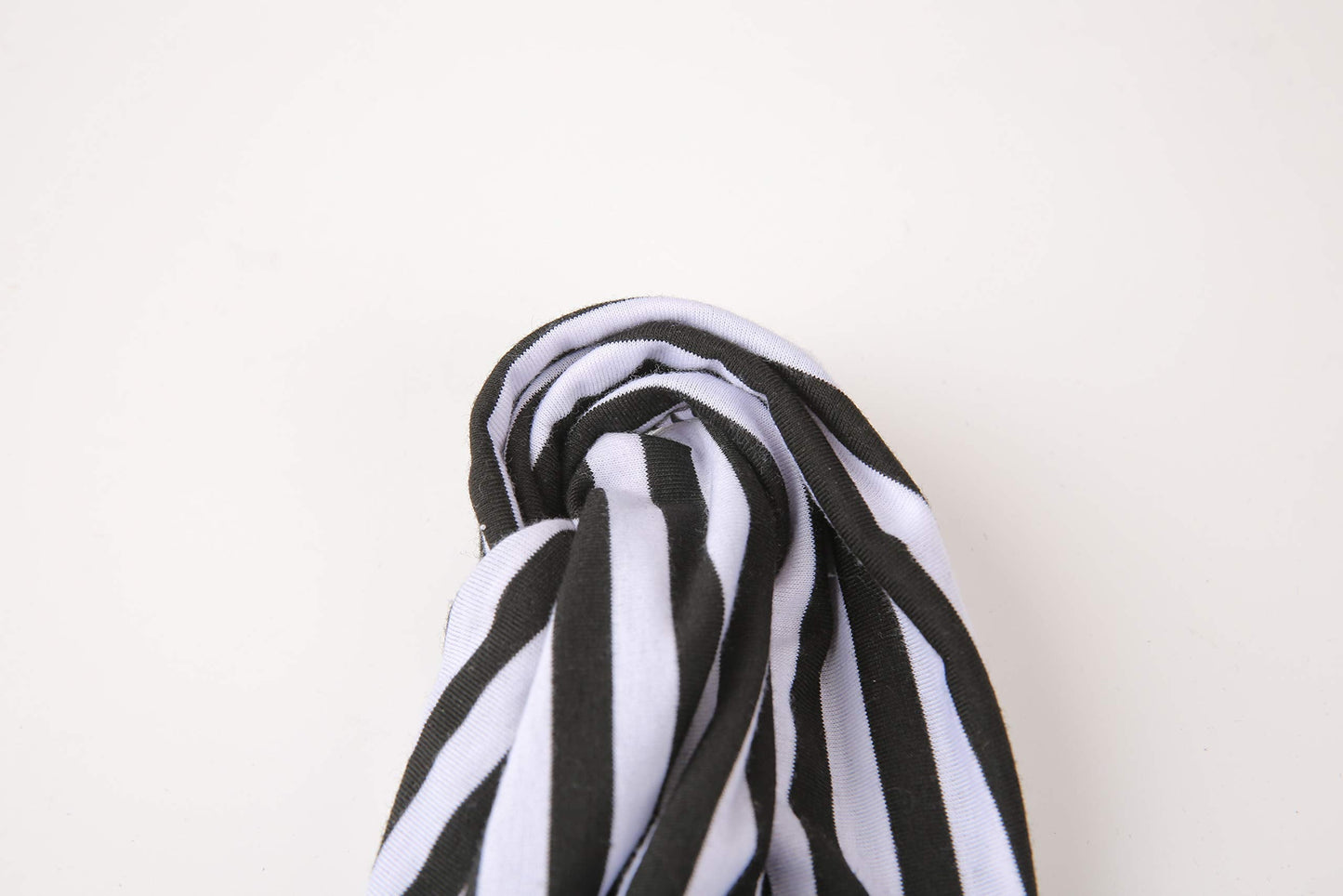 Cotton Striped Beanie Turban Chemo Hat Head Wrap Cap Headwear for Cancer Patients (Black/White)