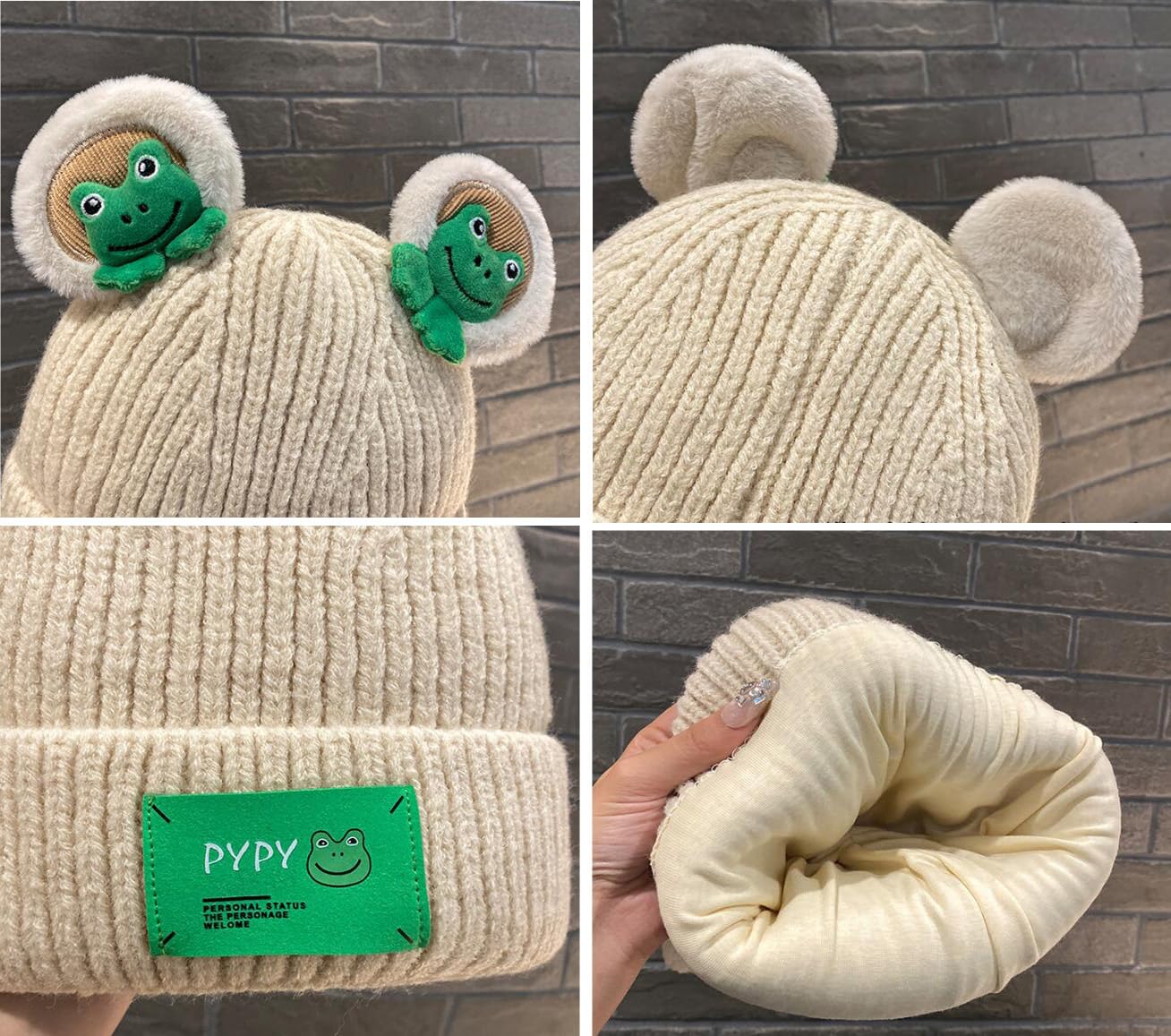 Knit Frog Hat Winter Hats Warm Winter Hats for Women Cute Animal Skull Hat Cap Slouchy Beanie Cap Beanies Women 2023 Green